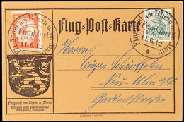 4668 FRANKFURT 11.6.12, Flugpostmarke 10 Pfg Nebst 5 Pfg Germania Auf Graubrauner Flugpostkarte, Glatter Karton, Mit Gru - Sonstige & Ohne Zuordnung