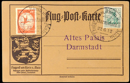 4675 DARMSTADT 22.6.12, Flugpostmarke 20 Pfg Nebst 5 Pfg Germania Auf Graubrauner Flugpostkarte, Glatter Karton, Adresss - Sonstige & Ohne Zuordnung