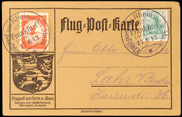 4689 FRANKFURT 17.6.12, Flugpostmarke 20 Pfg Nebst 5 Pfg Germania Auf Graubrauner Flugpostkarte, Glatter Karton, Mit Gru - Altri & Non Classificati