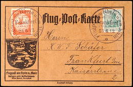 4691 FRANKFURT 23.6.12 (Letzttag), Luftpostmarke 20 Pfg Nebst 5 Pfg Germania Auf Graubrauner Flugpostkarte, Gerippter Ka - Other & Unclassified