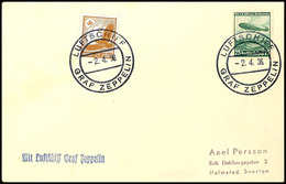 4703 1936, Probefahrt Mit Bordpoststempel Vom 2.4., Brief Mit 75 Pfg. Zeppelin Und 25 Pfg. Flugpost, Adressiert Nach Sch - Altri & Non Classificati