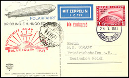 4718 1931, Polarfahrt, Brief Mit 1 RM, Bordpost Vom 27.7.31, Tagesdatum Mit Engem Abstand, Katalog: Si.119B BF - Sonstige & Ohne Zuordnung