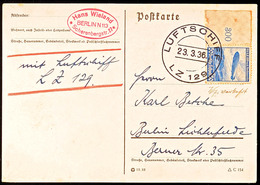 4740 1936, 1. Postfahrt LZ 129, Bordpost, Mit Bogenrandstück 50 Pfg Zeppelin-Marke Frankierte Postkarte Nach Berlin-Lich - Autres & Non Classés