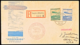 4748 1936, 1. Nordamerikafahrt LZ 129, Auflieferung Lorch, Illustrierter R-Brief Mit Beiden Zeppelin-Marken Nach USA, Ka - Altri & Non Classificati