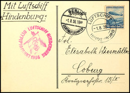 4750 1936, Olympiafahrt Mit Bordpost, Karte Mit 50 Pfg. Zeppelin Und Vorderseitigem Rohrpost-Ankunftsstempel "BERLIN-ZEN - Autres & Non Classés