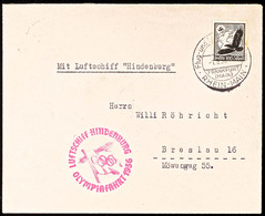 4752 1936, Olympiafahrt LZ 129, Auflieferung Rhein/Main-Flughafen, Brief Mit EF 100 Pfg Steinadler Nach Breslau, Katalog - Altri & Non Classificati
