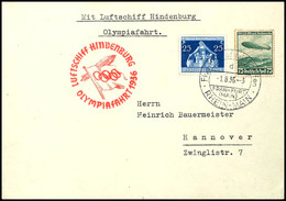 4753 1936, Olympiafahrt, Auflieferung Rhein-Main, Brief Mit Ziegelrotem Bestätigungsstempel, Adressiert Nach Hannover, P - Autres & Non Classés