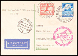 4755 1936, Olympiafahrt LZ 129, Auflieferung Rhein/Main-Flughafen, Mit 12 Pfg Olympiade-Sondermarke Und 40 Pfg Lufthansa - Other & Unclassified