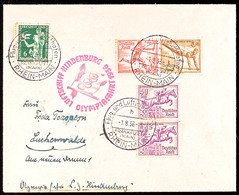 4756 1936, Olympiafahrt LZ 129, Auflieferung Rhein/Main-Flughafen, Zumeist Mit Olympiade-Sondermarken (Zusammendruck 3+1 - Other & Unclassified