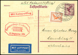 4772 1929, D. Bremen 28.9, Ganzsachen Mit Zufrankatur Und Dt. Seepostaufgabe Vom 17.9. Und Sonder-Cachet Nach Hamburg Mi - Sonstige & Ohne Zuordnung