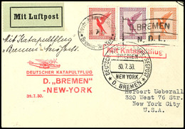 4783 1930, D. Bremen 31.7., Umschlag Mit Dt. Seepostaufgabe Vom 30.7. Und Sonder-Cachet In Die USA, Pracht, Katalog: K37 - Sonstige & Ohne Zuordnung