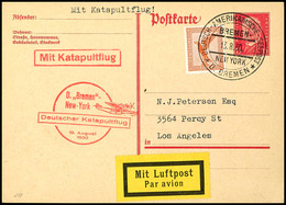 4784 1930, D. Bremen 13.8., Ganzsache Mit Zufrankatur Und Dt. Seepostaufgabe Vom 13.8. Und Sonder-Cachet In Die USA, Pra - Sonstige & Ohne Zuordnung