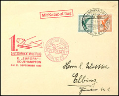 4789 1930 D. Europa 21.9, Umschlag Mit Dt. Seepostaufgabe Vom 17.9. Und Sonder-Cachet Via Berlin Mit Flugpost-Best.-Stem - Other & Unclassified