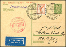 4803 1931, D. Europa 6.8, Ganzsache Mit Zufrankatur Und Dt. Seepostaufgabe Vom 1.8. Und Sonder-Cachet  In Die USA, Prach - Autres & Non Classés