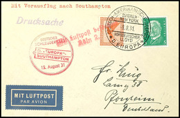 4804 1931, D. Europa 12.8, Umschlag Mit Dt. Seepostaufgabe Vom 8.8. Und Sonder-Cachet Via Köln Mit Flugpost-Best.-Stempe - Sonstige & Ohne Zuordnung