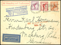 4812 1931, D. Europa 17.9, Umschlag Mit Dt. Seepostaufgabe Vom 17.9. Und Sonder-Cachet Via Köln Mit Flugpost-Best.-Stemp - Sonstige & Ohne Zuordnung