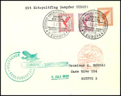 4818 1932, D. Europa 5.7., Umschlag Mit Dt. Seepostaufgabe Vom 3.7. Und Sonder-Cachet Via Berlin Nach Genf, Pracht, Kata - Autres & Non Classés