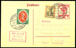 4835 1922, DRESDEN-NEUST. LUFTPOST 24.4.22 Auf Luftpost-GSK Ohne Text Nach Volkach Mit Best.-Stempel Von Leipzig  BF - Other & Unclassified