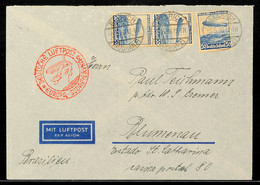 4841 Deutsches Reich 1936, Luftpost-Leichtbrief Mit 3x 50 Pfg Zeppelin-Sondermarke Von "ELLRICH 5.5.36" Nach Blumenau/Br - Altri & Non Classificati