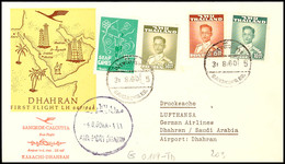 4862 1960 Thailand, Lufthansa Erstflug Thailand Nach Saudi-Arabien, Flugstrecke BANGKOK-CALCUTTA-KARACHI-DHARAN, Selten! - Other & Unclassified