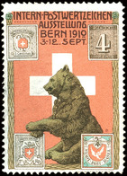 4933 1910 Bern, Intern.-Postwertzeichen Ausstellung 3.-12. Sep. (Bär Mit U.a. Basler Taube Und Zürich), Größere Helle St - Altri & Non Classificati
