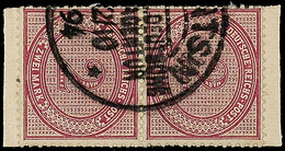 4953 2 Mark Braunpurpur Im Senkrechten Paar Auf Pracht-Briefstück Mit Stempel TIENTSIN KDPAG ...2.10.94, Randklebung, Ma - Cina (uffici)