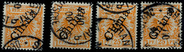 5008 25 Pf Steilaufdruck Vier Stück Je Tadellos Gestempelt, Mi. 160,--, Katalog: 5II(4) O - Deutsche Post In China