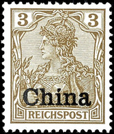 5024 3 Pf Reichspost Mit Aufdruck "China" In Etwas Fetterer Schrifttype Und Mit Kommaförmigem I-Punkt Tadellos Ungebrauc - Deutsche Post In China