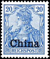 5026 20 Pf Reichspost Mit Aufdruck "China" In Etwas Fetterer Schrifttype Und Mit Kommaförmigem I-Punkt Tadellos Ungebrau - Chine (bureaux)