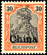 5028 30 Pf Reichspost Mit Aufdruck "China" In Etwas Fetterer Schrifttype Und Mit Kommaförmigem I-Punkt Tadellos Ungebrau - Deutsche Post In China