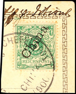 5057 KAISERLICH DEUTSCHE FELDPOST CHINA 1900, Teilabschlag Des Typ I Auf AK-Briefstück Mit 5 Pfg. Mit Steilem Aufdruck,  - Chine (bureaux)