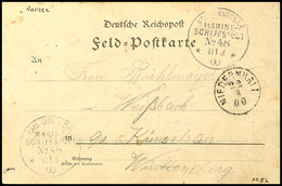 5065 "MSP No.48 11.8.00" (SMS Aachen), Zweimal Klar Auf Feldpostkarte Mit Viel Text Nach Deutschland Mit Ankunftsstempel - China (offices)