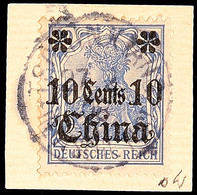 5077 TSCHINKIANG DP 27.2.08, Recht Klar Auf Kabinett-Briefstück Mit Mi.-Nr. 32, Katalog: 32 BS - Deutsche Post In China