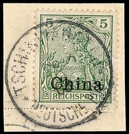 5079 TSCHINWANGTAU DP 28.9.03, Kompletter, Etwas Undeutlicher Abschlag Auf Pracht-Briefstück Mit 5 Pf. Reichspost Mit Au - Chine (bureaux)