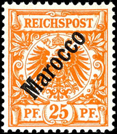 5080 25 Pfg Krone/Adler Mit Diagonalem Aufdruck, Tadellos Ungebraucht Mit Originalgummierung, Mi. 170.-, Katalog: V * - Morocco (offices)