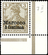 5091 3 Centimos Auf 3 Pf Mit Aufdruck Type II (amtlich Nicht Ausgegeben) Tadellos Postfrisch Aus Der Rechten Unteren Bog - Marocco (uffici)