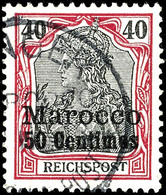 5095 50 C. Auf 40 Pfg Germania Reichspost Mit Plattenfehler II " 'REICHSPOST' Unten Angeschnitten", Tadellos Gestempelt  - Marocco (uffici)