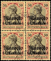 5128 60 C. Auf 50 Pf. Viererblock Tadellos Gestempelt "TANGER MAROCCO 12.5.11" CC-Stempel! Jede Marke Tiefst Gepr. Bothe - Deutsche Post In Marokko