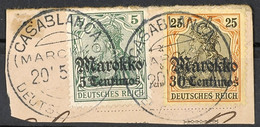 5162 CASABLANCA MAROKKO DP 20.5.13, Zweimal Komplett Auf Postanweisungs-Briefstück In Angegebener Frankatur, Mit Bedarfs - Deutsche Post In Marokko