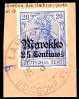 5167 LARASCH (MAROKKO) DP 15.3.13, Klar Und Komplett Auf Kabinett-Postanweisungsbriefstück Mit 25 C. Auf 20 Pfg. Germani - Deutsche Post In Marokko