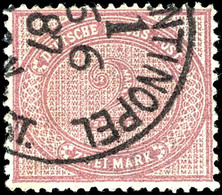 5186 2 Mark Ziffer In C-Farbe Tadellos Mit Glasklarem Stempel "(CONSTA)NTINOPEL 1 6 6 87", Gepr. Bothe BPP, Mi. 500,--,  - Turquie (bureaux)