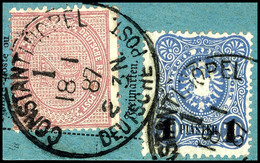 5189 2 Mark Mittelrosalila, Klar Gestempelt "CONSTANTINOPEL 18 1 87" Auf Briefstück Mit Mi.-Nr. 3d, Fotoattest Jäschke-L - Turquie (bureaux)