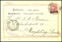 5212 20 Para Auf 10 Pf Tadellos Als Einzelfrankatur Auf Echt Bedarfsmäßig Gebrauchter Postkarte (mit Ausführlichem Gesch - Turquie (bureaux)