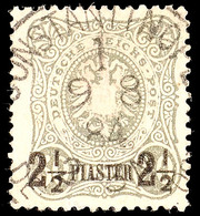 5222 2 1/2 Piaster A. 50 Pfg Graugrün, Ideal Zentrisch Gestempelt "CONSTANTINOPEL 1 9.8.84", Minimaler Bug, Vergleichswe - Turquie (bureaux)