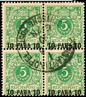 5227 10 Para Auf 5 Pf., Viererblock In A-Farbe Sauber Gestempelt Const. 1/6 90, Jeder Wert Gepr. Kilian BPP, Mi. 180.-,  - Turkey (offices)