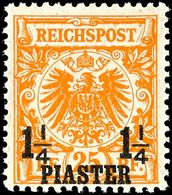 5239 1 1/4 Piaster Auf 25 Pf Gelborange Tadellos Postfrisch, Fotoattest Dr. Hartung: "sehr Gut Gezähnt Und In Fehlerfrei - Deutsche Post In Der Türkei