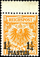 5243 1 1/4 Pia Auf 25 Pfg Krone/Adler Gelborange Mit Oben Anhängendem Zwischensteg, Tadellos Postfrisch Mit Vollständige - Deutsche Post In Der Türkei