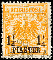 5250 1 1/4 Piaster Auf 25 Pf. In A-Farbe Gestempelt Min. Erh. Gepr. Hollmann BPP, Mi. 350.-, Katalog: 9a O - Turquie (bureaux)