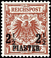 5255 2 1/2 Piaster Auf 50 Pf Mittelbraunrot Tadellos Postfrisch Und Noch Völlig Unsigniert, Fotoattest Dr. Hartung: "seh - Deutsche Post In Der Türkei