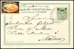 5260 10 Para, Aufdruck Type II Auf 5 Pf. Reichspost Auf Farbiger Ansichtskarte Als Auslandsdrucksache Von CONSTANTINOPEL - Turkey (offices)